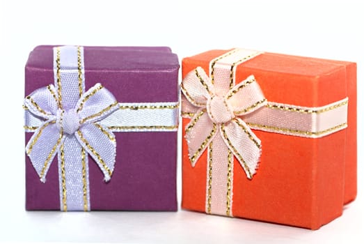 Two colored gift boxes isolated on white