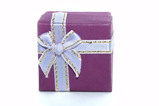 Violet gift box isolated on white