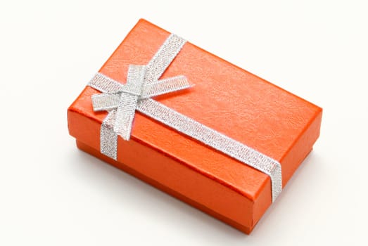 Rectangular orance gift box isolated on white