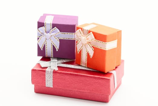 Three gift boxes isolated on white