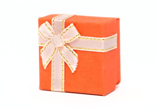 Orange gift-box isolated on white