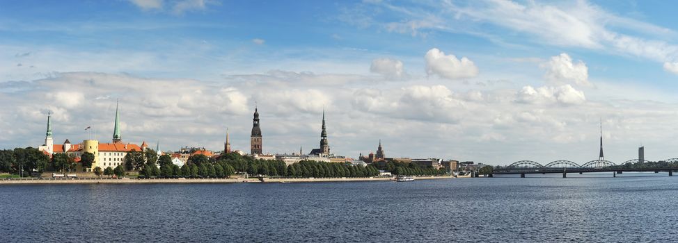  Panorama  Riga (Latvia) in the sunshine day