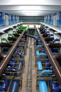 Interior of modern water treatment plant 
