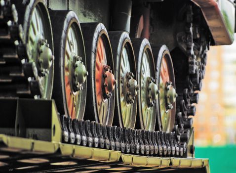 Running parts of a  armoured troop-carrier - skating rinks and  caterpillar