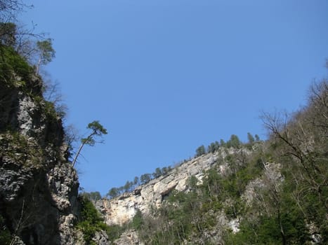 Greens; the Caucasian ridge; rocks; a relief; a landscape; a hill; a panorama; mountains; Caucasus; mountain; a slope