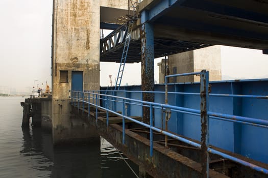 old desert car ferry dock at day