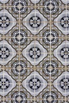 View of a beautiful texture of tiled azulejo wall.