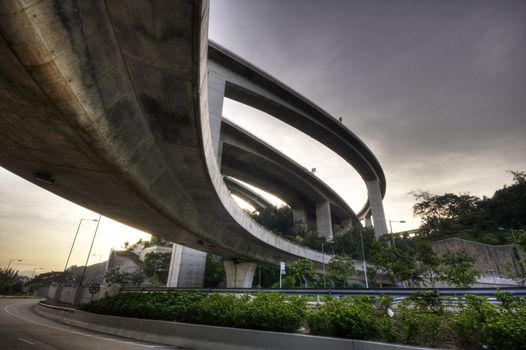 highway in hong kong and sky in sunset