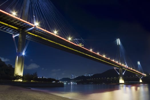Ting Kau Bridge in Hong Kong at night