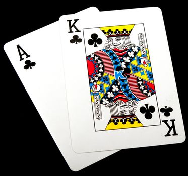 pokerhand. ace king of clubs, big slick