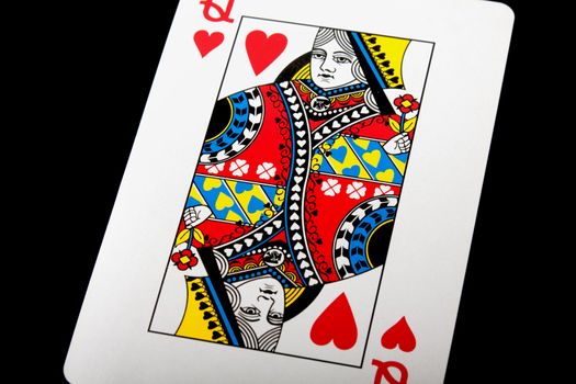 Queen of Hearts on black background