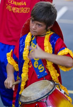 MONTEVIDEO, URUGUAY - JANUARY 31 2010 : A  carnaval participant in the annual national festival of Uruguay ,held in Montevideo Uruguay on January 31 20