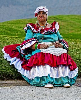 MONTEVIDEO, URUGUAY - JANUARY 28 : A costumed carnaval participant in the annual national festival of Uruguay held in Montevideo Uruguay in January 28 2010