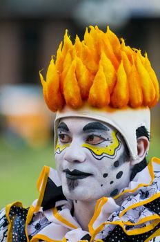 MONTEVIDEO, URUGUAY - JANUARY 28 : A costumed carnaval participant in the annual national festival of Uruguay held in Montevideo Uruguay in January 28 2010 