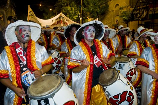 MONTEVIDEO, URUGUAY - JANUARY 31 2010 : A costumed carnaval participants in the annual national festival of Uruguay ,held in Montevideo Uruguay on January 31 2010 