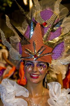 MONTEVIDEO, URUGUAY - JANUARY 31 2010 : A costumed carnaval participant in the annual national festival of Uruguay ,held in Montevideo Uruguay on January 31 2010 