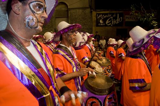 MONTEVIDEO, URUGUAY - JANUARY 31 2010 : A costumed carnaval participants in the annual national festival of Uruguay ,held in Montevideo Uruguay on January 31 2010 