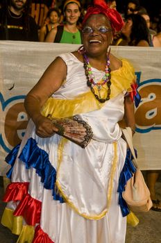 MONTEVIDEO, URUGUAY - JANUARY 31 2010 : A costumed carnaval participant in the annual national festival of Uruguay ,held in Montevideo Uruguay on January 31 2010 