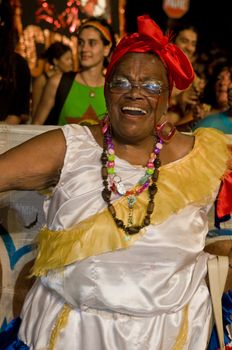 MONTEVIDEO, URUGUAY - JANUARY 31 2010 : A costumed carnaval participant in the annual national festival of Uruguay ,held in Montevideo Uruguay on January 31 2010 