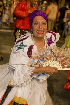 MONTEVIDEO, URUGUAY - JANUARY 31 2010 : A costumed carnaval participant in the annual national festival of Uruguay ,held in Montevideo Uruguay on January 31 2010 