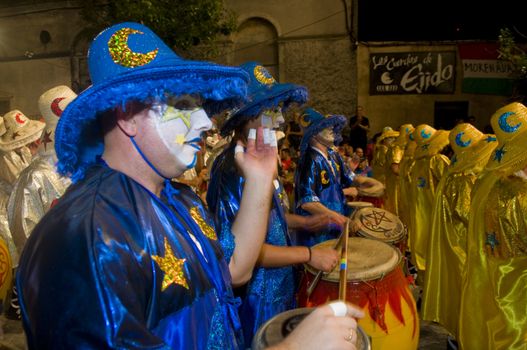 MONTEVIDEO, URUGUAY - JANUARY 31 2010 : A costumed carnaval participants in the annual national festival of Uruguay ,held in Montevideo Uruguay on January 31 2010 