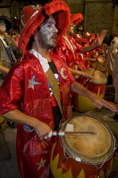 MONTEVIDEO, URUGUAY - JANUARY 31 2010 : A costumed carnaval participants in the annual national festival of Uruguay ,held in Montevideo Uruguay on January 31 2010 