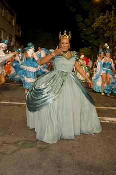 MONTEVIDEO, URUGUAY - JANUARY 31 2010 : A costumed carnaval participants in the annual national festival of Uruguay ,held in Montevideo Uruguay on January 31 2010 