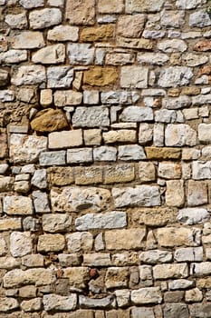 Close up view of a ancient brick wall.