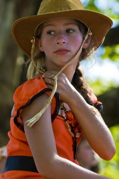 TACUAREMBO, URUGUAY - MAR 6 : Participant in the annual festival "Patria Gaucha" March 6, 2010 in Tacuarembo, Uruguay. It is one of the biggest festival in South America to celebrate gaucho culture