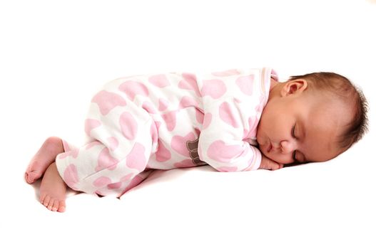full body photo of sweet newborn baby peaceful and asleep