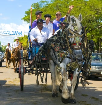 TACUAREMBO, URUGUAY - MAR 6 : Participants in the annual festival "Patria Gaucha" March 6, 2010 in Tacuarembo, Uruguay. It is one of the biggest festival in South America to celebrate gaucho culture