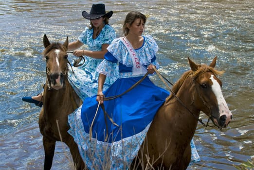 TACUAREMBO, URUGUAY - MAR 6 : Participants in the annual festival "Patria Gaucha" March 6, 2010 in Tacuarembo, Uruguay. It is one of the biggest festival in South America to celebrate gaucho culture