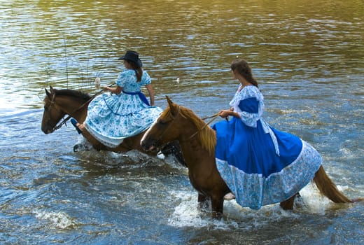 TACUAREMBO, URUGUAY - MAR 6 : Participants in the annual festival "Patria Gaucha" March 6, 2010 in Tacuarembo, Uruguay. It is one of the biggest festival in South America to celebrate gaucho culture