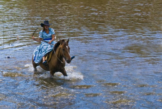 TACUAREMBO, URUGUAY - MAR 6 : Participant in the annual festival "Patria Gaucha" March 6, 2010 in Tacuarembo, Uruguay. It is one of the biggest festival in South America to celebrate gaucho culture