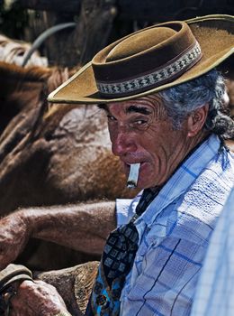 TACUAREMBO, URUGUAY - MAR 6 : Participant in the annual festival "Patria Gaucha" March 6, 2010 in Tacuarembo, Uruguay. It is one of the biggest festival in South America to celebrate gaucho culture