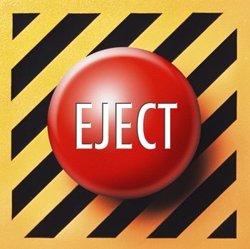 Red button on black and orange with white eject letters