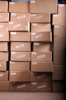 Stack of cardboard boxes in a warehouse