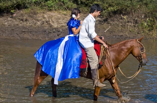 TACUAREMBO, URUGUAY - MAR 6 : Participant in the annual festival "Patria Gaucha" March 6, 2010 in Tacuarembo, Uruguay. It is one of the biggest festival in South America to celebrate gaucho culture