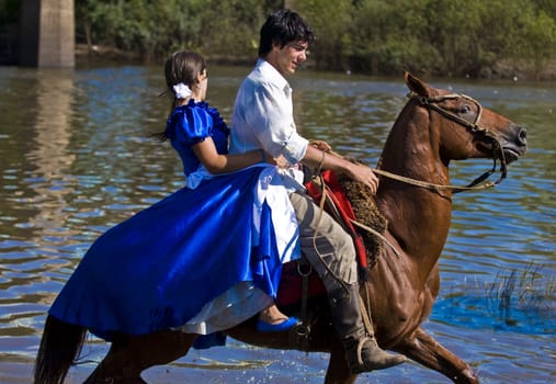 TACUAREMBO, URUGUAY - MAR 6 : Participant in the annual festival "Patria Gaucha" March 6, 2010 in Tacuarembo, Uruguay. It is one of the biggest festival in South America to celebrate gaucho culture