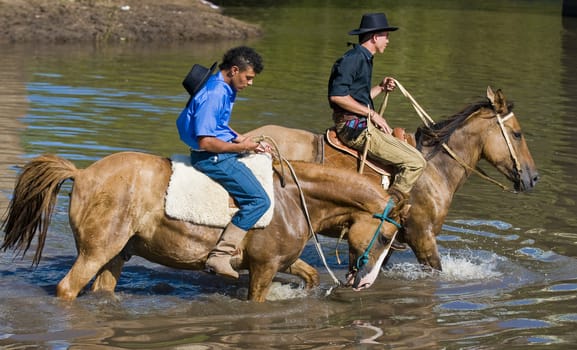 TACUAREMBO, URUGUAY - MAR 6 : Participants in the annual festival "Patria Gaucha" March 6, 2010 in Tacuarembo, Uruguay. It is one of the biggest festival in South America to celebrate gaucho culture