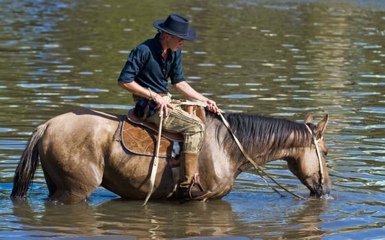 TACUAREMBO, URUGUAY - MAR 6 : Participant in the annual festival "Patria Gaucha" March 6, 2010 in Tacuarembo, Uruguay. It is one of the biggest festival in South America to celebrate gaucho culture