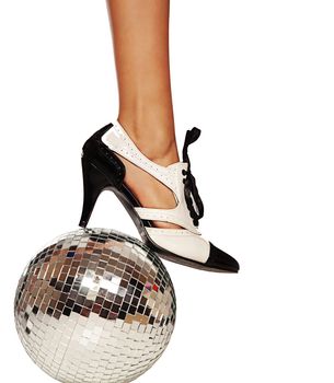 Dancing shoe on disco ball 