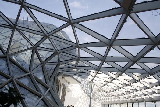 The ceiling of the MyZeil Shopping Mall in Frankfurt, Germany.