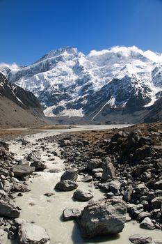 Mount Cook in New Zealand - Highest Mountain in NZ.