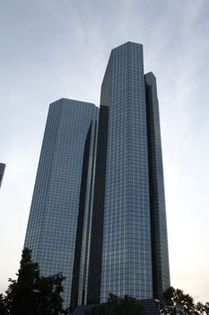 The twin towers of Frankfurt, Hesse, Germany.