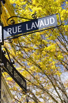 French Signpost in Akaroa, New Zealand.