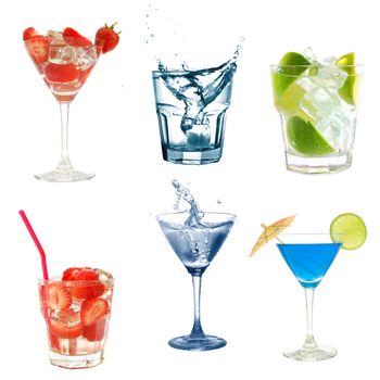 drink or cocktail collection isolated on a white background