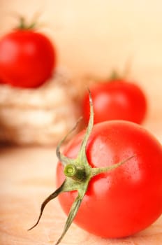 tomatoes and garlic in kitchen showing healthy food concept