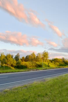 Country road in the early summer morning