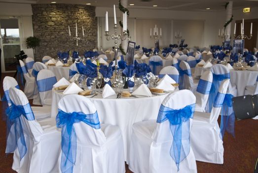 dining room prepared for wedding breakfast